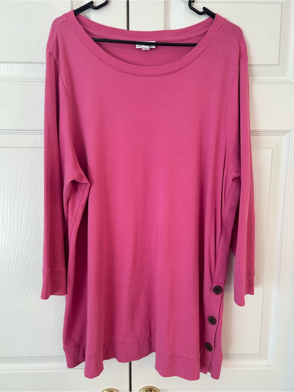NWOT J.Jill Women’s Pink Boat Neck Side Slit Cotton Tunic Blouse Shirt Size XL